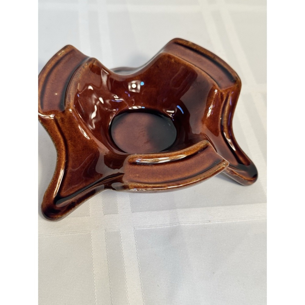 Vintage Kathy Kale USA Brown Glaze Pottery Candle Warner/ Tea Light 1960's